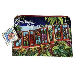 Brighton Bag Greetings From Brighton Canvas Clutch Cosmetic Bag Travel Envelope